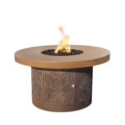 The Outdoor Plus 46 Inch Round GFRC and Corten Steel Outback Cattle Ranch Gas Fire Pit