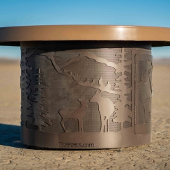 The Outdoor Plus 46 Inch Round GFRC and Corten Steel Outback Deer Country Gas Fire Pit