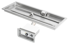 The Outdoor Plus 36 x 12 Inch Rectangular Raised Lip H-Style Burner Kit with Flame Sense