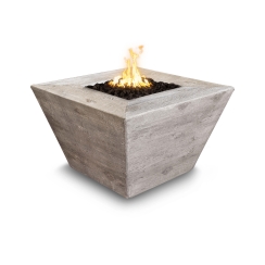 The Outdoor Plus 48 Inch Square Wood Grain GFRC Plymouth Gas Fire Pit - 16 Inch Height