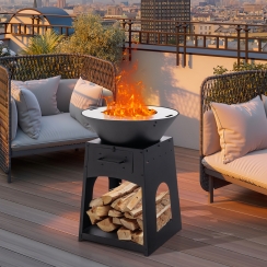 Costway 24 Inch Combination Firewood Rack and Woodburning Fire Pit
