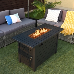 Costway 42 x 20 Inch Rectangle Slat Side Propane Fire Pit Table