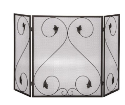 Dagan 3 Fold Scroll and Leaf Fireplace Screen
