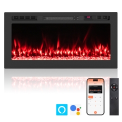 Costway 36 Inch Wall Mount or Recessed Smart Linear Electric Fireplace