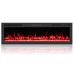Costway 60 Inch Wall Mount or Recessed Smart Linear Electric Fireplace