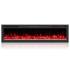 Costway 68 Inch Wall Mount or Recessed Smart Linear Electric Fireplace