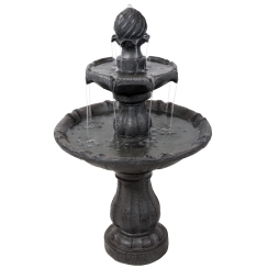 Sunnydaze 35 Inch Two-Tier Solar Fountain with Battery Backup