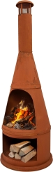 Sunnydaze 70 Inch Steel Chiminea Fire Pit with Built-In Log Holder