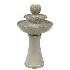 Sunnydaze Gentle Glow Two-Tier Ceramic Fountain
