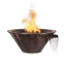 The Outdoor Plus 24 Inch Hammered Copper Cazo Gas Fire and Water Bowl