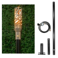 The Outdoor Plus 94 Inch Havana Gas Torch and In-Ground Post Kit - 12V Electronic Ignition