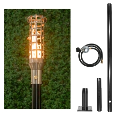 The Outdoor Plus 94 Inch Woven Gas Torch and In-Ground Post Kit - 12V Electronic Ignition