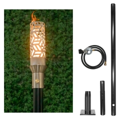 The Outdoor Plus 94 Inch Cubist Gas Torch and In-Ground Post Kit - 12V Electronic Ignition