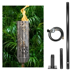 The Outdoor Plus 94 Inch Tiki Gas Torch and In-Ground Post Kit - 12V Electronic Ignition