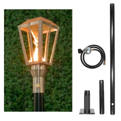 The Outdoor Plus 94 Inch Lantern Gas Torch and In-Ground Post Kit - 12V Electronic Ignition