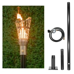 The Outdoor Plus 94 Inch Roman Gas Torch and In-Ground Post Kit - 12V Electronic Ignition