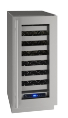 U-Line 15 Inch 5 Class Single Zone Wine Refrigerator with Glass Door