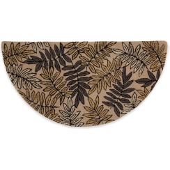 Uniflame 44 x 22 Inch Beige with Brown Wool Half Round Fireplace Rug