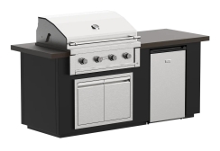Videl 84 Inch Alta Outdoor Kitchen Island with 36 Inch Gran Fuego 4 Burner Grill and Refrigerator