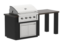 Videl 84 Inch Alta Outdoor Kitchen Island with 36 Inch Gran Fuego Grill and Table Bar