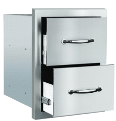American Made Grills 17 Inch Double Drawer with Masonry Frame Return