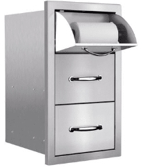 American Made Grills 17 Inch Vertical Two Drawer and Paper Tower Holder with Masonry Frame Return
