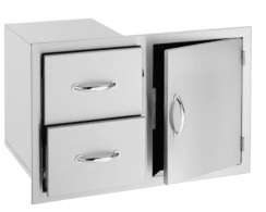 American Made Grills 33 Inch Two Drawer and Access Door with Masonry Frame Return
