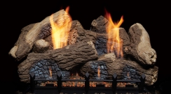 Monessen 30 Inch Berkley Oak Fiber Ceramic Log Set and Natural Blaze Vent Free Gas Burner with Remote Control