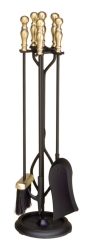 Minuteman Black and Antique Brass Sutton Fireplace Tool Set