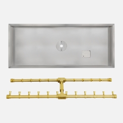 Fire By Design 72 Inch Rectangle Drop-In Pan and Brass H-Burner Kit - Match Light