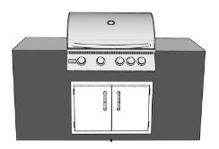 COKI 6 Foot Outdoor Kitchen Island with Grill and Double Access Doors
