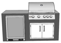 COKI 6 Foot Outdoor Kitchen Island with Grill -  Access Doors -  and Refrigerator