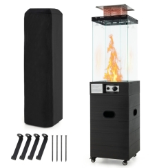 Costway 68 Inch Rolling Glass Side Propane Patio Heater