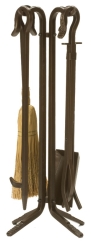 Dagan 27 Inch Four-Piece Thick Hook Fireplace Tool Set - Bronze