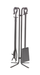 Dagan 28 Inch Four-Piece Textured Hook and Leg Fireplace Tool Set