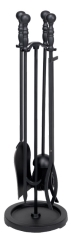 Dagan 30 Inch Ball and Round Base Fireplace Tool Set - Black