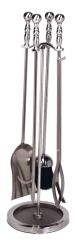 Dagan 30 Inch Ball and Round Base Fireplace Tool Set - Pewter