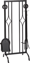 Dagan 30 Inch Four-Piece Black Diamond Fireplace Tool Set