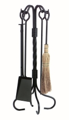 Dagan 30 Inch Four-Piece Twisted Stem Fireplace Tool Set