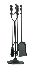 Dagan 31 Inch Four-Piece Ball and Peak Fireplace Tool Set - Black