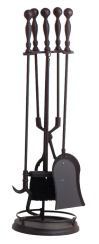 Dagan 31 Inch Four-Piece Ball and Rail Fireplace Tool Set - Black