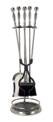Dagan 31 Inch Four-Piece Ball and Rail Fireplace Tool Set - Pewter