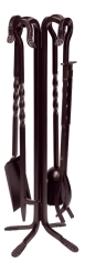 Dagan 31 Inch Four-Piece Texture and Twist Fireplace Tool Set - Bronze