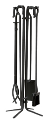 Dagan 32 Inch Four-Piece Textured Hook and Leg Fireplace Tool Set