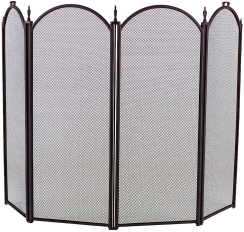 Dagan 52 Inch Four Fold Black Arched Fireplace Screen
