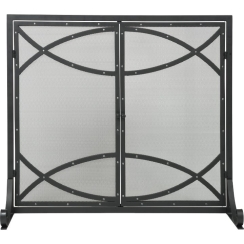Dagan Black and Silver Rivet Doors Fireplace Screen