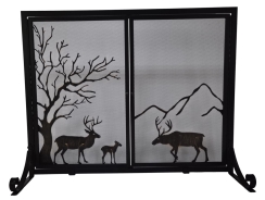 Dagan Deer Wrought Iron Fireplace Screen with Doors