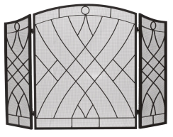 Dagan Three Fold 51 Inch Black Wrought Iron Fireplace Screen