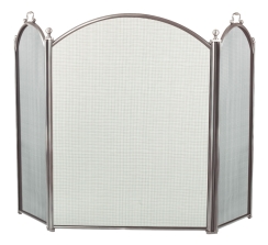 Dagan Three Fold 52 x 29 Inch Arched Pewter Fireplace Screen