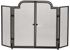 Dagan Three Fold Center Arched Wrought Iron Fireplace Screen with Doors